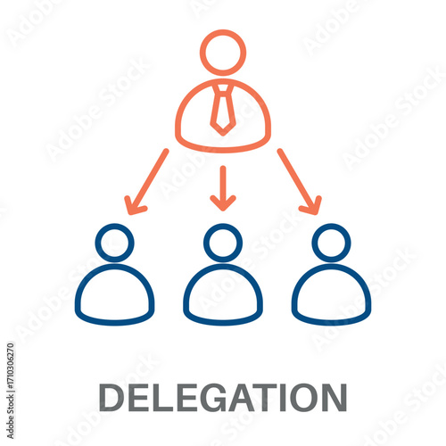Delegation Outline Color Blue With Orange Concept Simple Style Design Vector