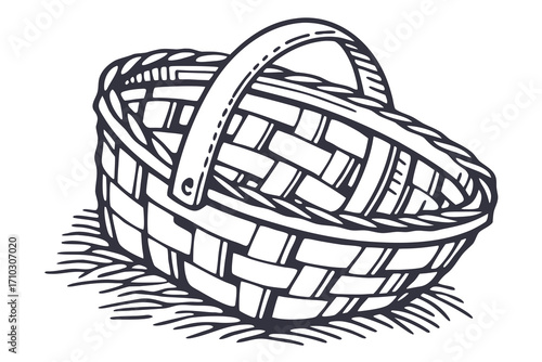 wicker basket vector illustration