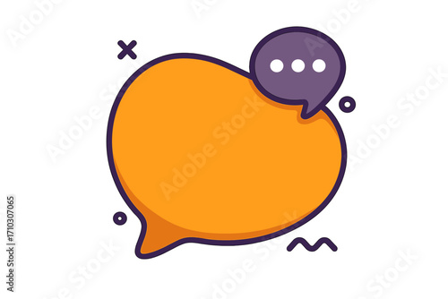 Speech bubble icon for chat or message. Vector cartoon illustration of a dialogue box for communication. Abstract banner for offer or quote. Modern empty talk balloon design.