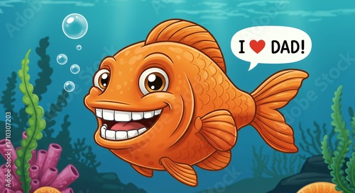 Happy fish expressing love for dad