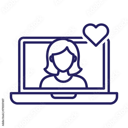 Online dating and social networking platform with a profile image and heart symbol, representing connections and relationships