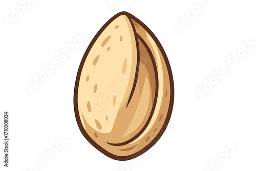 Realistic pistachio shell vector illustration, close-up nut peel with detailed texture, isolated on white background, cartoon style edible seed clipart, healthy snack concept
