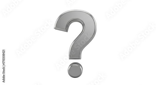 Isolated question mark sign symbol graphic 3D render, curiosity mystery and asking questions