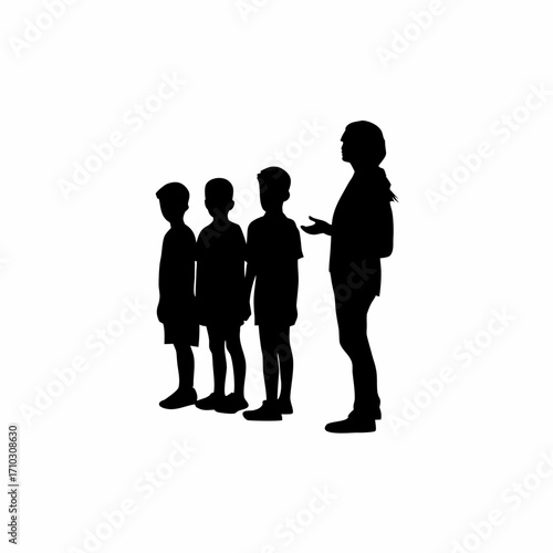 Classroom lesson silhouette on vaccination importance isolated on white background