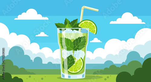 Refreshing Mojito Cocktail in Glass.