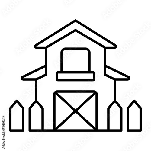 Farmhouse Icon Vector Illustration Line Style
