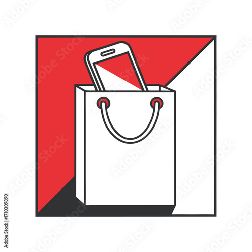 Smartphone in a Shopping Bag Icon