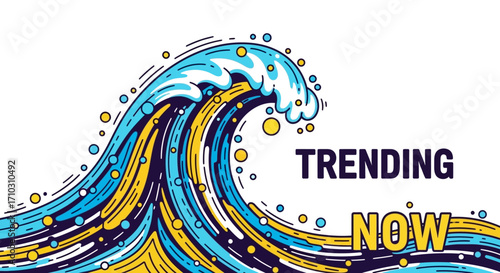 Stylized ocean wave illustration trending now.