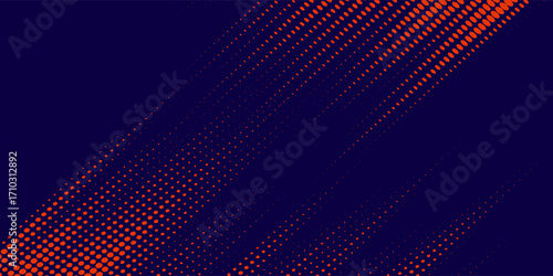Abstract speed lines style orange color halftone banner design template. Vector illustration.
