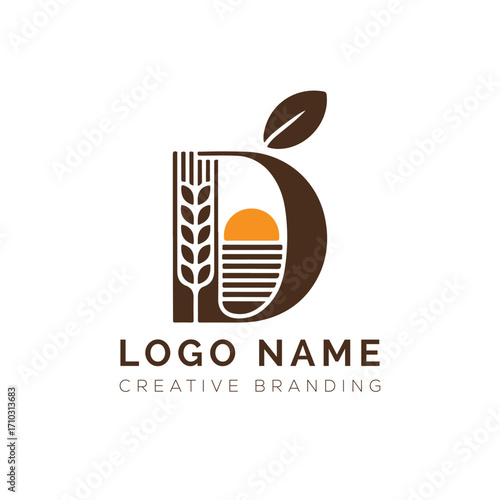 organic farming logos, letter D eco logo
