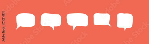 Set of five blank, hand-drawn speech bubbles and comic chat boxes. Vector illustration for dialogue, message, and communication design