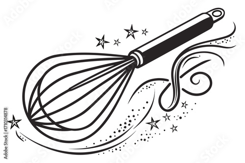 Whisk with stars and swirls for baking and cooking