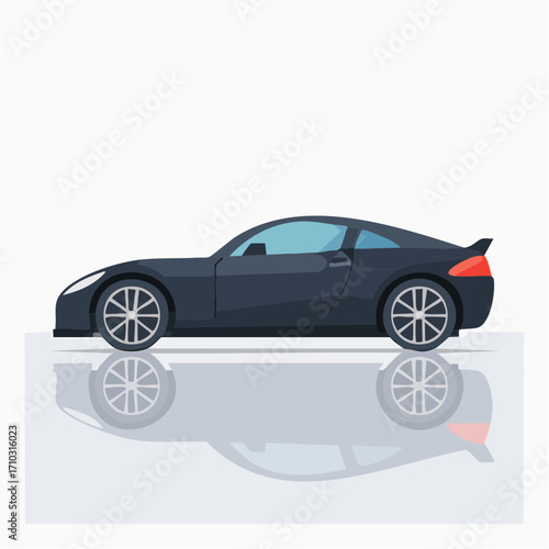 black sedan car isolated on white background