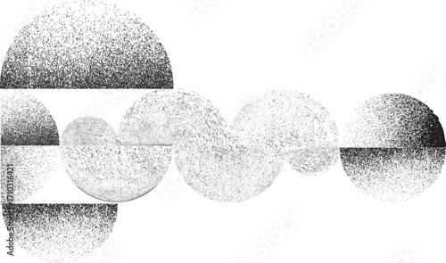 Sprayed black half circles composition .Graffiti art design . Noise textured semi circles . Spray effect .Grunge texture .Art design forms.Distressed element .Rough roller paint semicircles .Vector 
