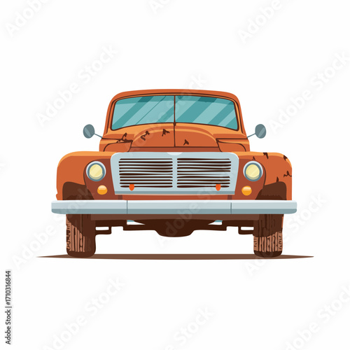 vintage truck isolated on white
