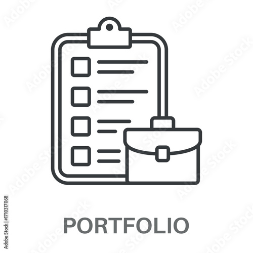 Portfolio Outline Color Blue With Orange Concept Simple Style Design Vector