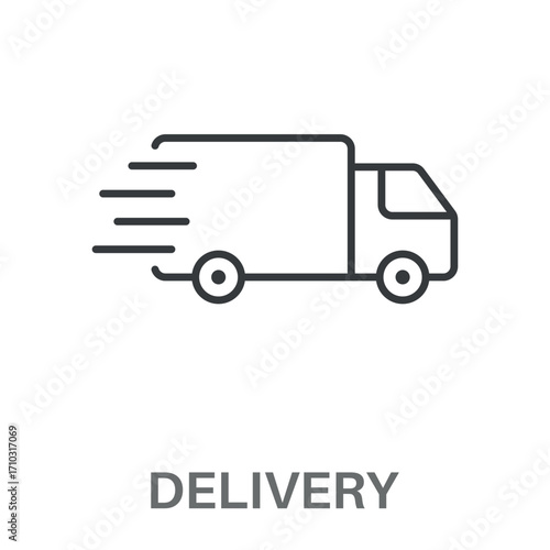 Delivery Outline Color Blue With Orange Concept Simple Style Design Vector