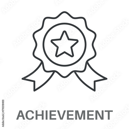 Achievement Outline Color Blue With Orange Concept Simple Style Design Vector
