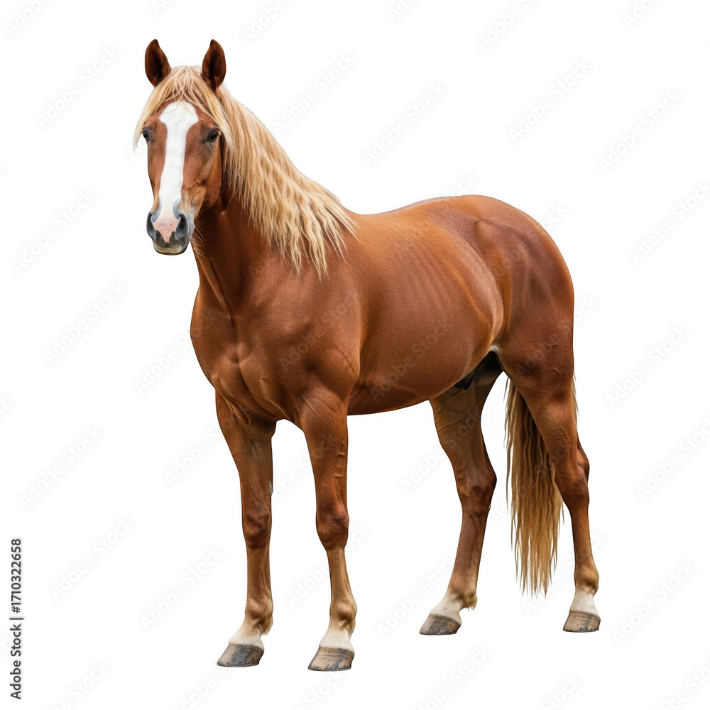 Fototapeta premium Majestic chestnut horse standing proudly isolated image full body studio shot