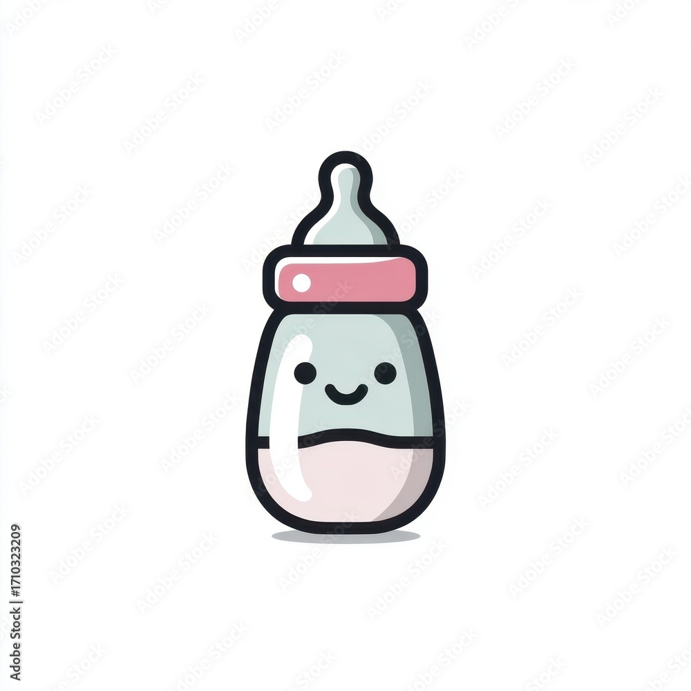 Obraz premium Cute Cartoon Baby Bottle Illustration Perfect for Infant Products Websites or Baby Themed Designs