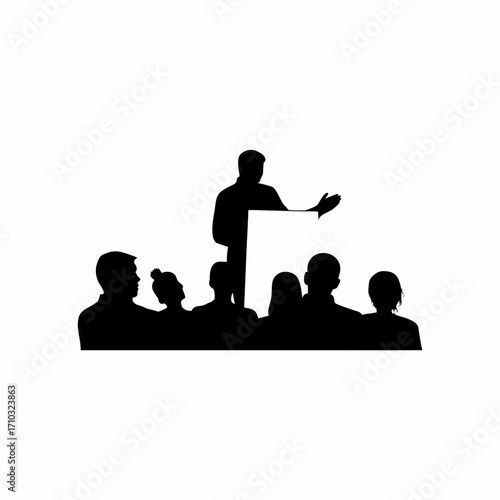 Silhouette of lecture session about antibiotic resistance awareness isolated on white background