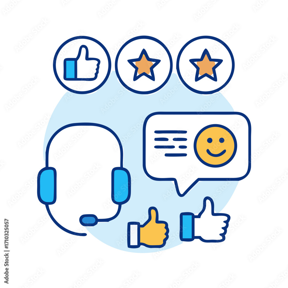 Fototapeta premium Customer Support, Chat, Rating and Review Vector Icon Pack Set – Helpdesk and Feedback Icons
