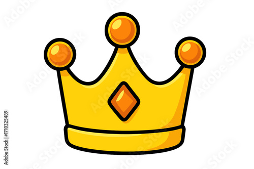 Golden crown vector illustration. Cartoon king, queen, prince, or princess tiara symbol. Royal jewel icon for logo or game. Monarchy, power, luxury and success concept.