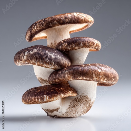 Fresh Shiitake Mushrooms Close up Studio Shot A Stack of Gourmet Fungi Ready for Cooking