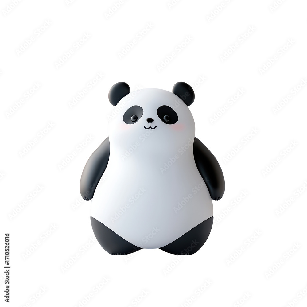 Fototapeta premium Cute Cartoon Panda Character with Black and White Features