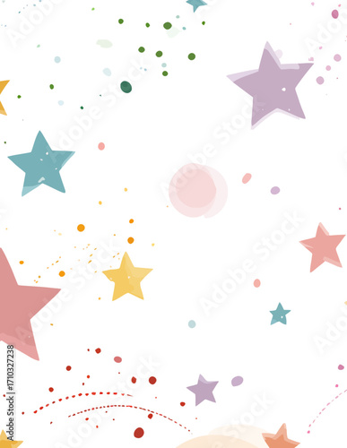 Patrón vectorial de estrellas y puntos pastel