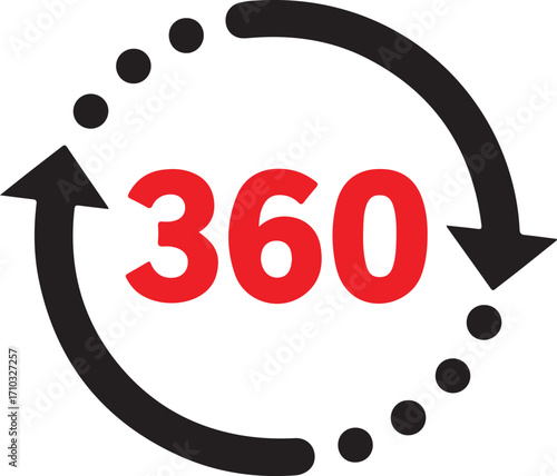 360 Degrees Rotation Icon Vector Flat Design Isolated on White Background