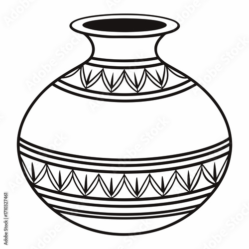 Traditional decorative pot silhouette isolated on white background