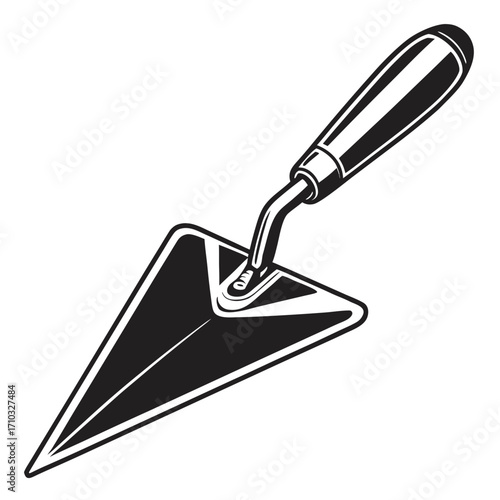 Black silhouette of a trowel isolated on white background