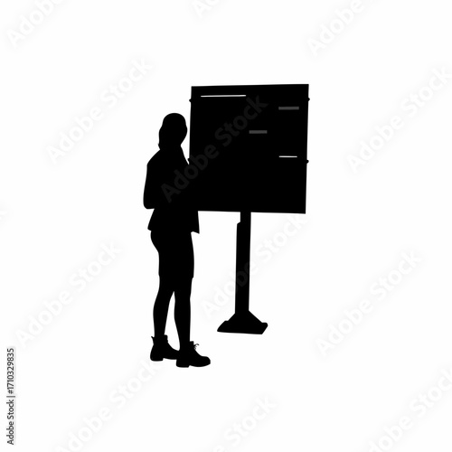 Silhouette of myth vs fact board about vaccines isolated on white background