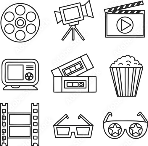 some black icon set vector design 