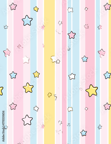 Patrón vectorial de rayas pastel con estrellas