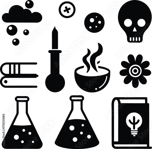some black icon set vector design 