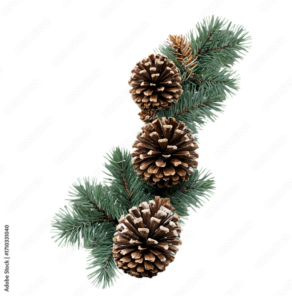 Fototapeta premium Christmas garland lights rustic pinecone farmhouse porch on transparent background transparent background isolated png stock