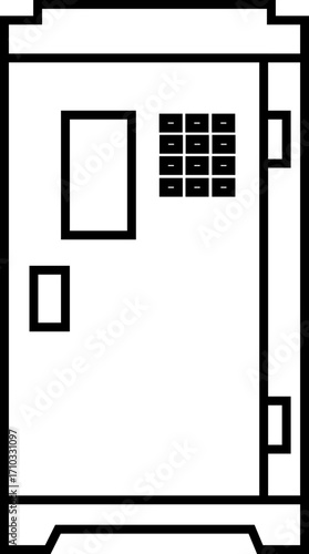 Electrical Control Panel Icon Black Line Style Cabinet Symbol of Switchboard, Fuse Box, Circuit Breaker, Power Box, Switchgear, Distribution Board Vector