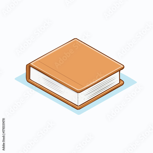 Tan Hardcover Book with White Pages on Light Blue Background