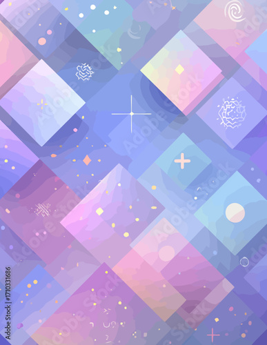Patrón sin costuras de estilo vectorial con formas geométricas y elementos celestiales