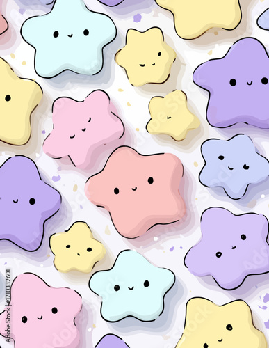 Patrón sin costuras de estrellas kawaii de estilo vectorial