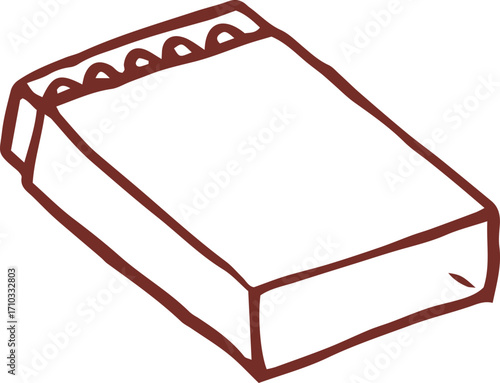 Cute hand drawn line art whimsical illustration of match box. Outlined vector clip art