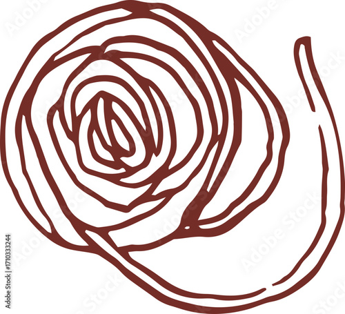Cute hand drawn line art whimsical illustration of ball of yarn thread. Outlined vector clip art	