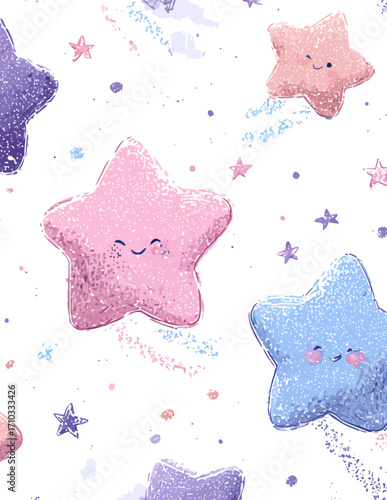 Patrón sin costuras de estrellas vectoriales de estilo simple