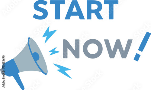 Encouragement to Take Initiative Depicted with a Bullhorn and Start Now