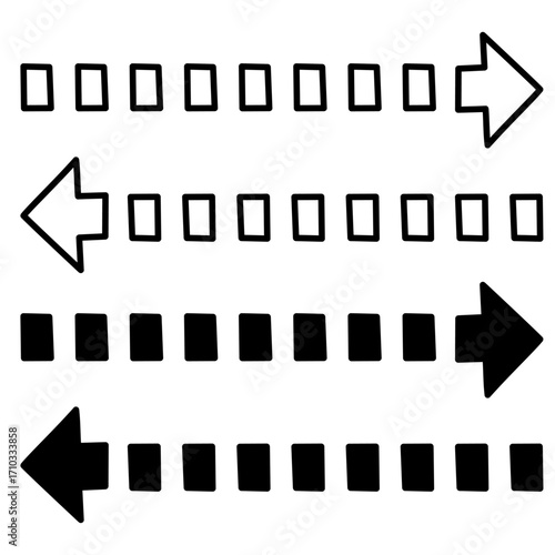 手がき太矢印四角点線