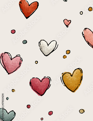 Fondo de corazones pastel dibujados a mano