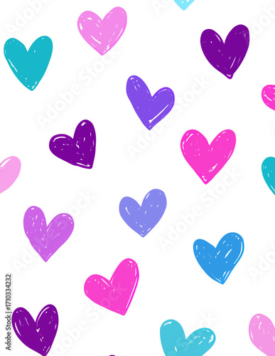Patrón vectorial alegre de corazones multicolores