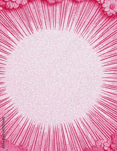 Fondo rosa vectorial con marco de líneas radiales